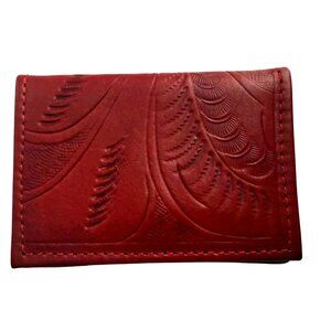 Leaders in Leather Red Tooled Wallet Billfold